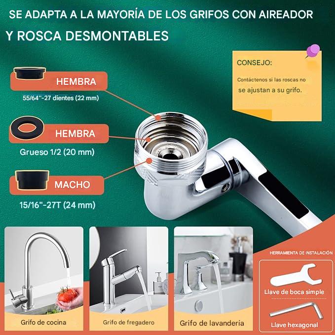Grifo Llave Giratorio De 360°